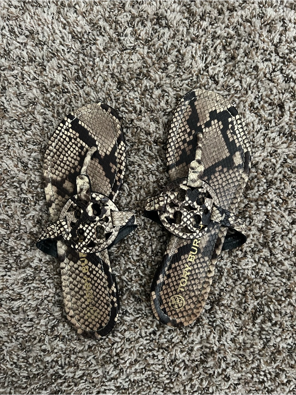 Tory Burch Snake Print Miller Thong Sandals